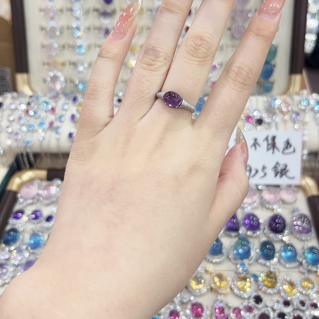 戒指烟晶银S925镶嵌