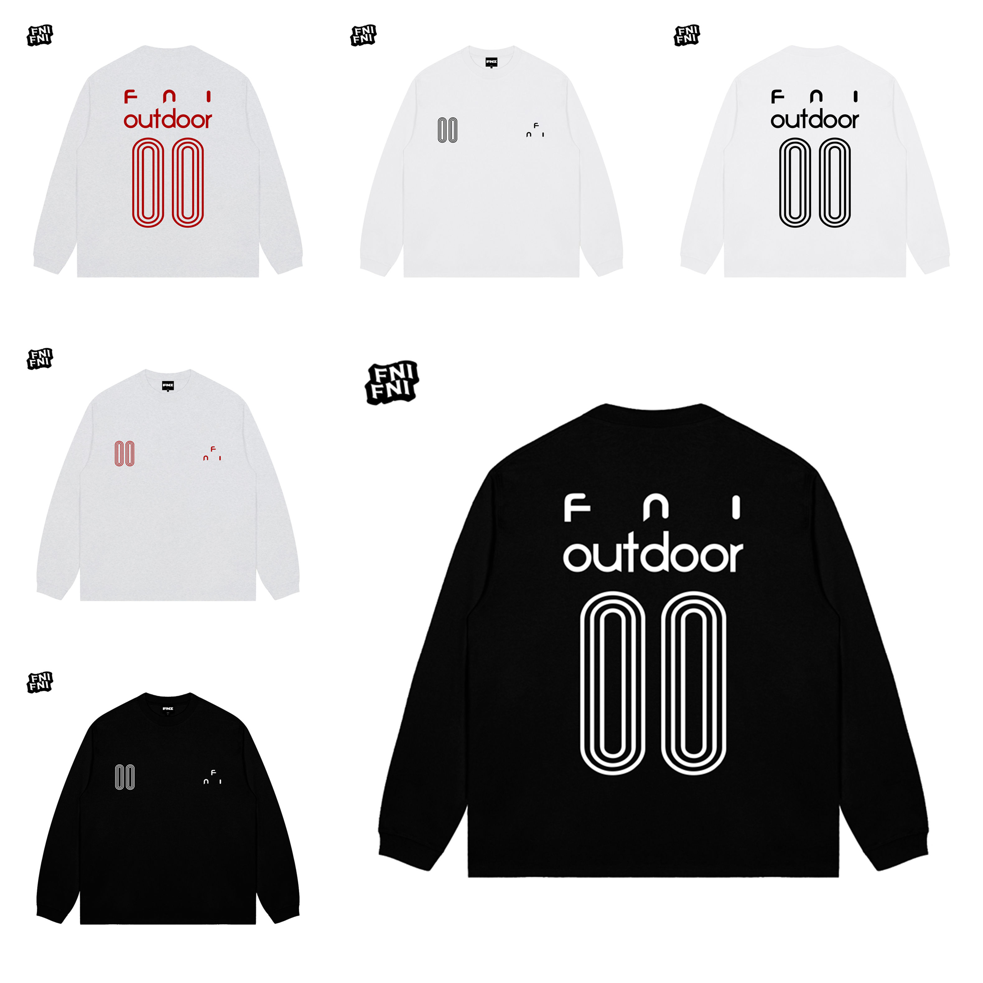 FNI黑标（00号跑道）重磅纯棉男女款长袖美式圆领T恤早秋冬款胶浆