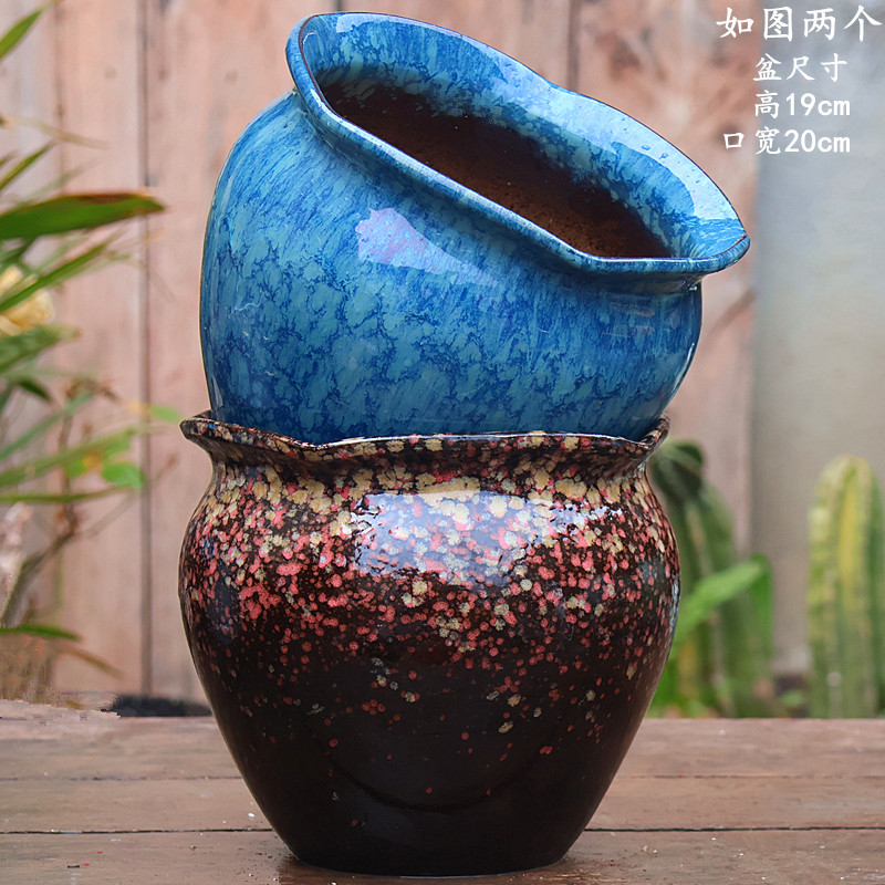 大口径陶瓷花盆家用透气多肉绿植盆景三角梅盆栽