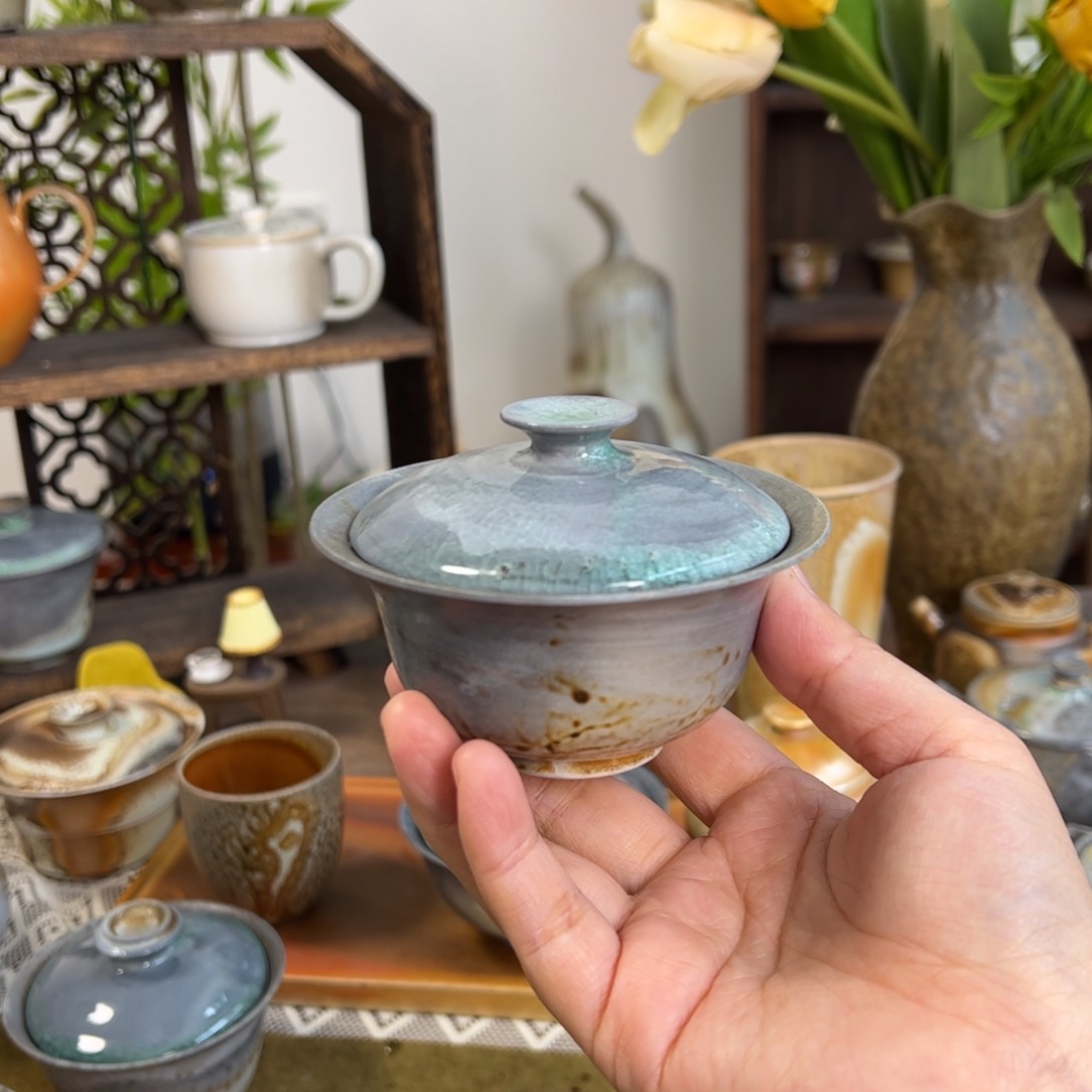 中白顶翠精品元宝盖碗