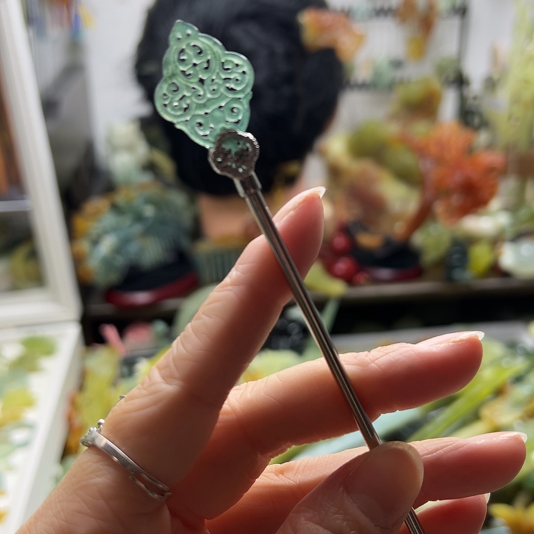 翡翠发饰合金复古风发簪