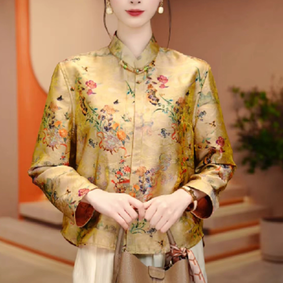 2025女装洋气衬衫显瘦时尚百搭宽松圆领休闲通勤856