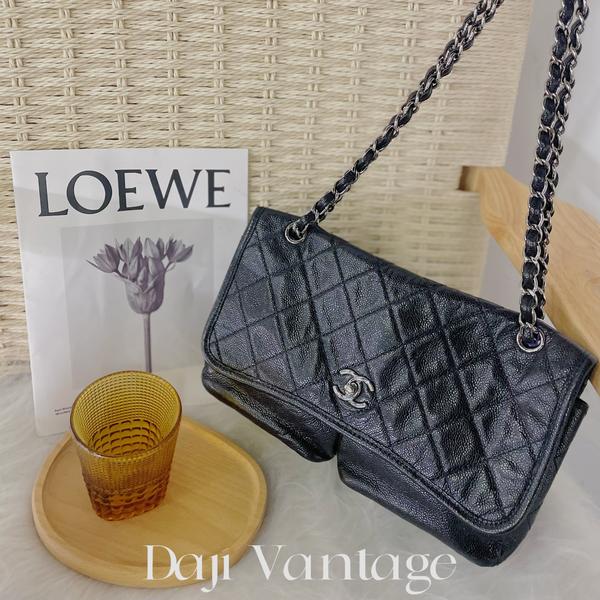 大吉中古/Chanel香奈儿黑银双口袋单肩包