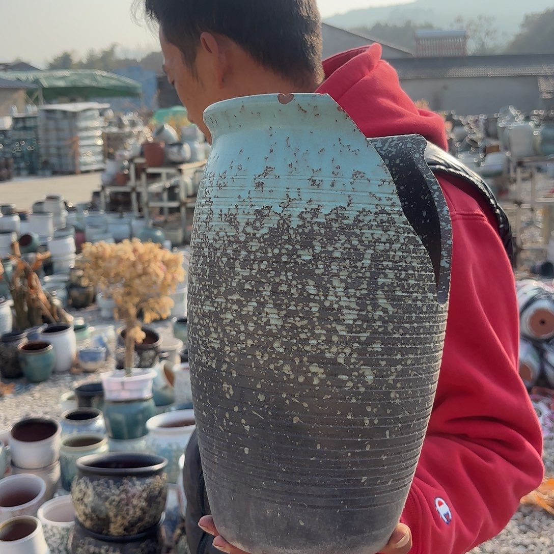 紫砂花盆黑缺口瑕疵口径20高度32