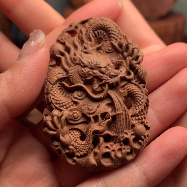 檀香木无事牌老山檀木龙牌