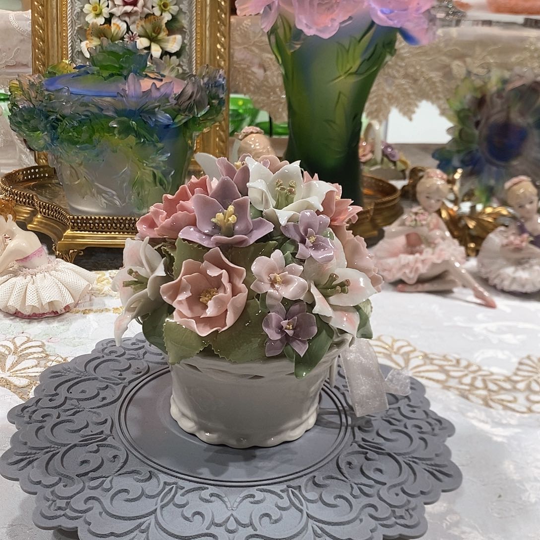 摆件0284骨瓷百花花坛礼盒装