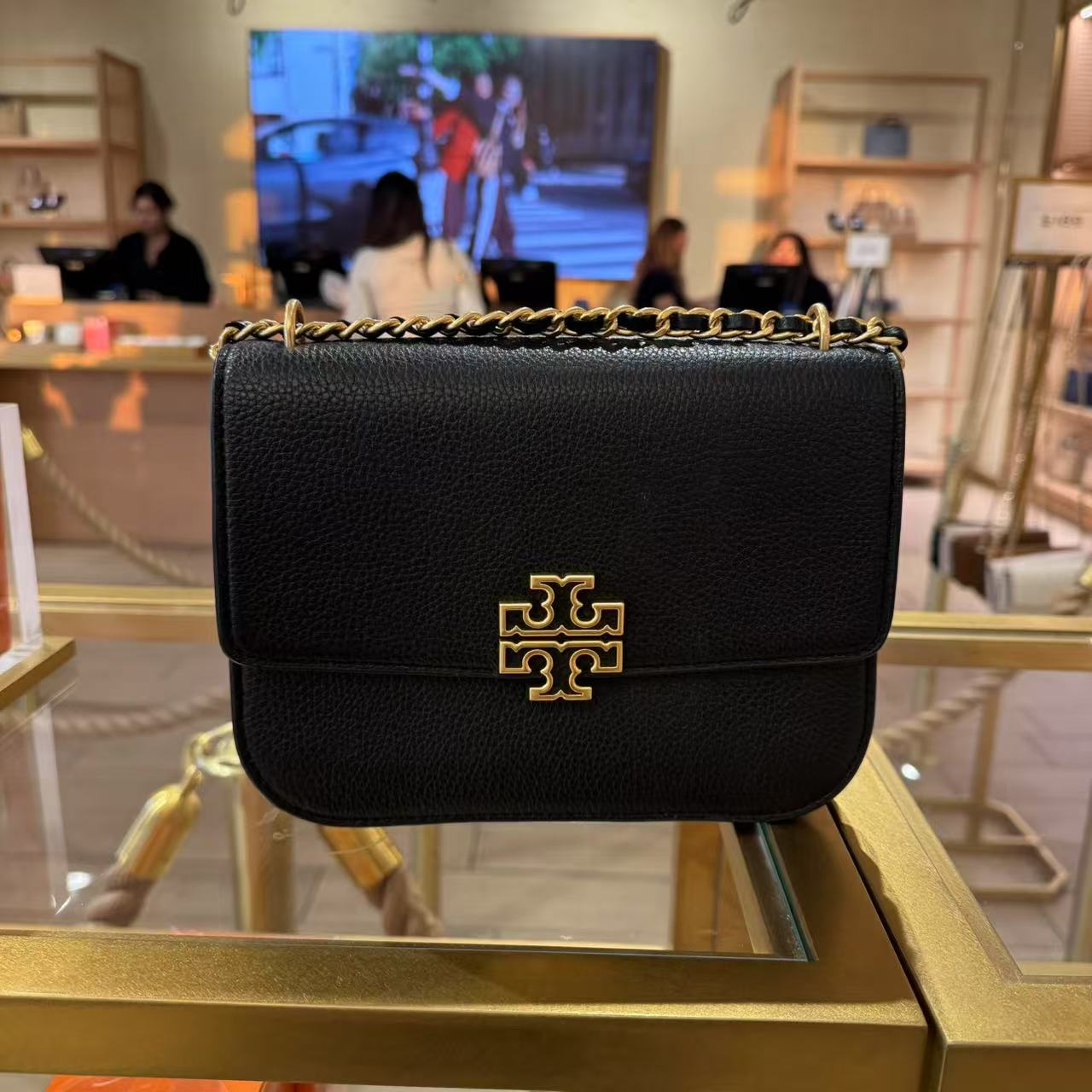 TORY BURCH 汤丽柏琦 BRITTEN 大金标LOGO 大号链条包 24*18*7