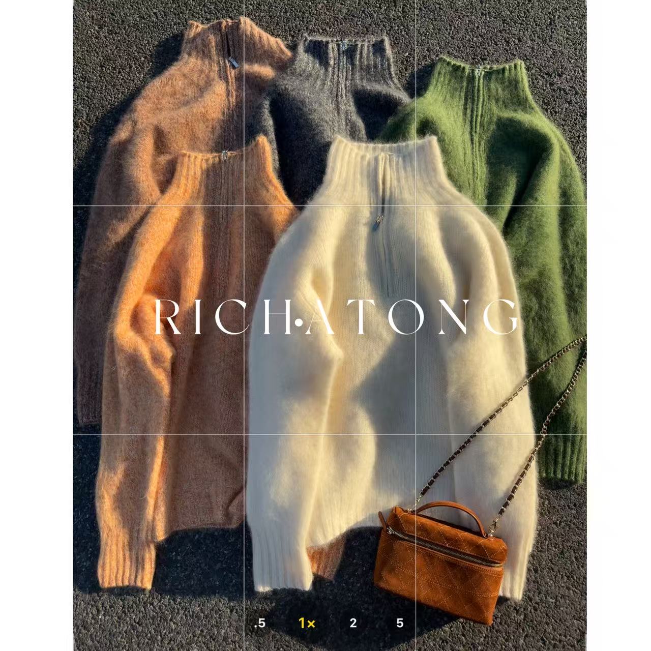RICH ATONG.-【冬日小调】-2025高领小众半拉链拉毛羊毛毛衣1206-01