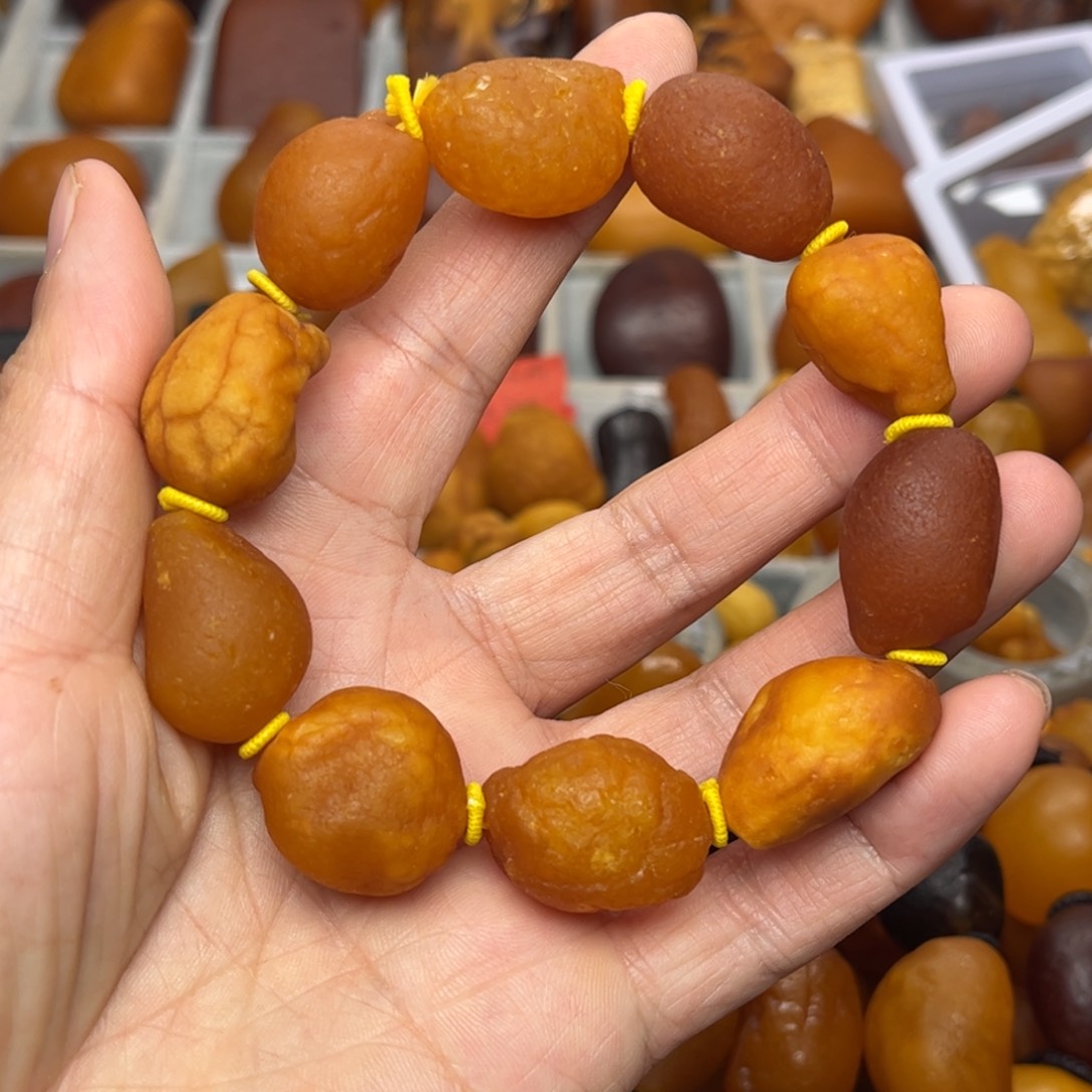 琥珀裸石未镶嵌天然蜜蜡手串