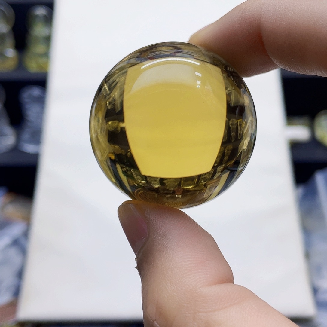 颈饰未镶嵌水晶黄水晶4厘米水晶球摆件