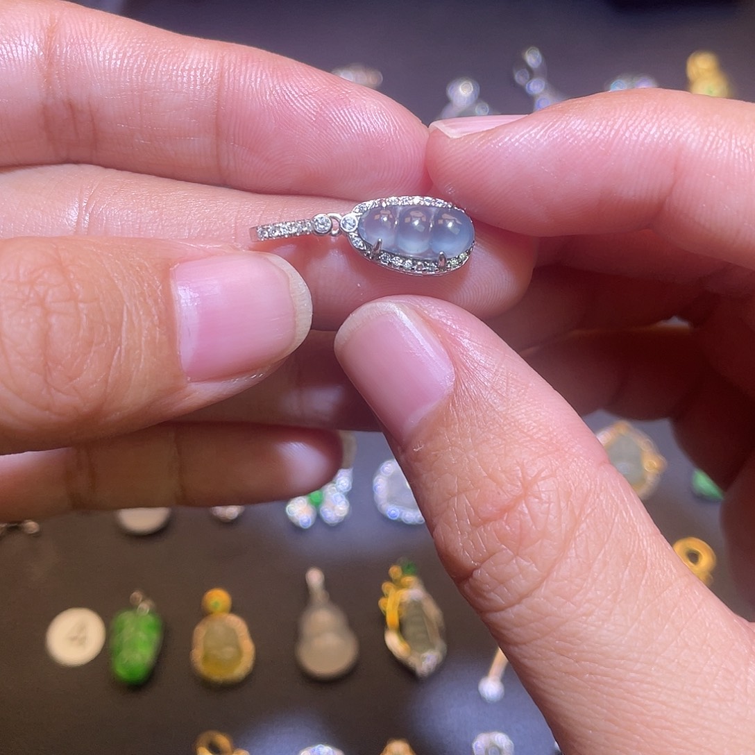 翡翠银S925镶嵌吊坠(不含链)