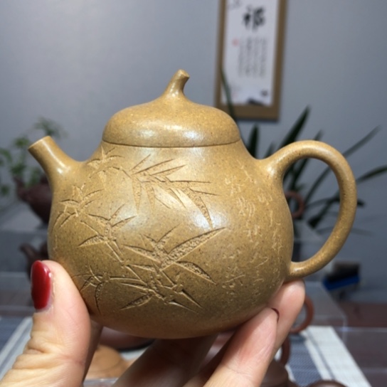 紫砂茶壶阿*茄瓜壶老段泥精工