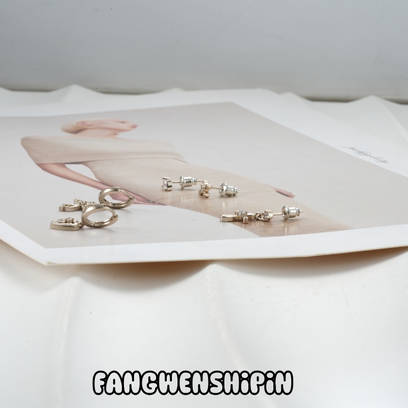 铜合金锆石耳饰 【镀K金】【925银针】耳环4901   5只装