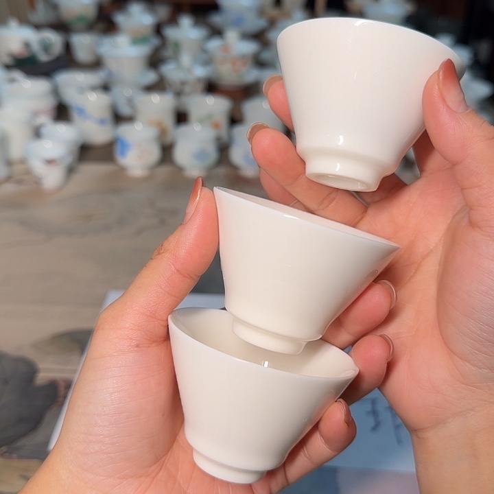 羊脂玉斗笠杯三个一组