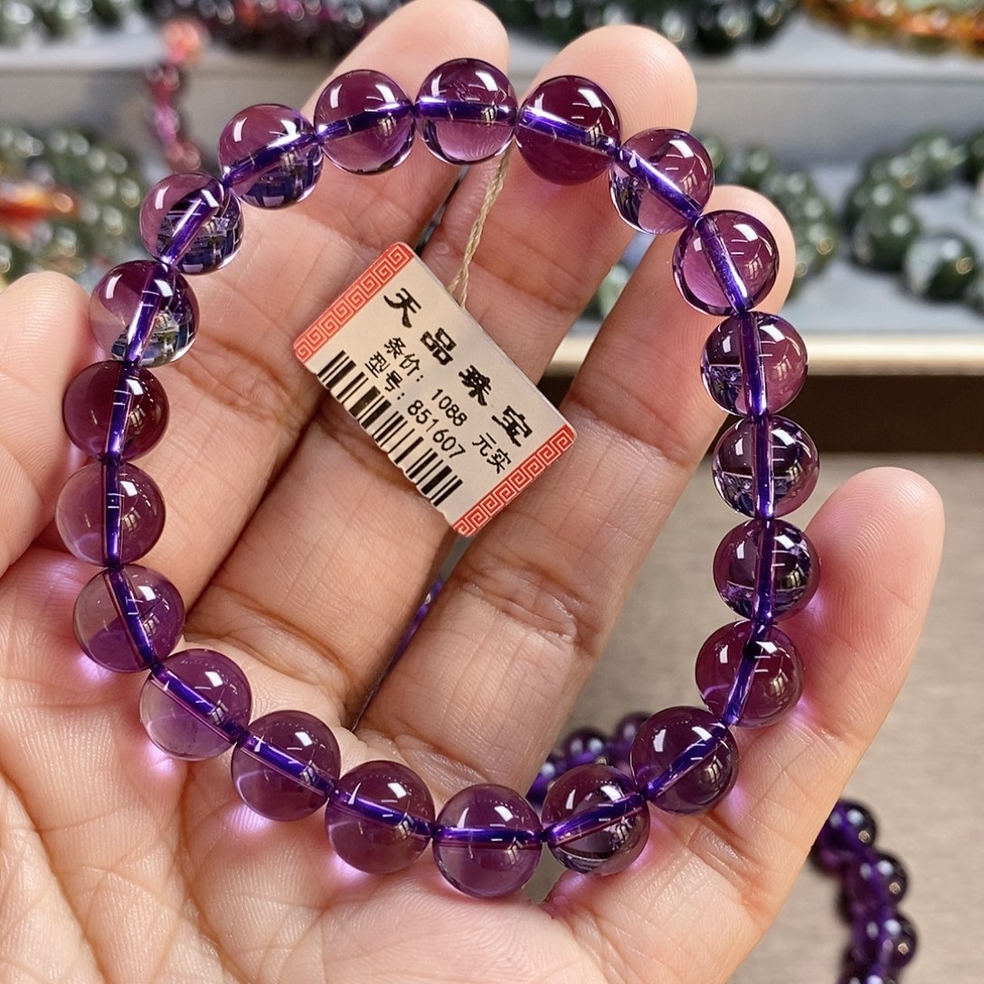 皮***糊手链未镶嵌水晶紫水晶手链851607➕600➕200
