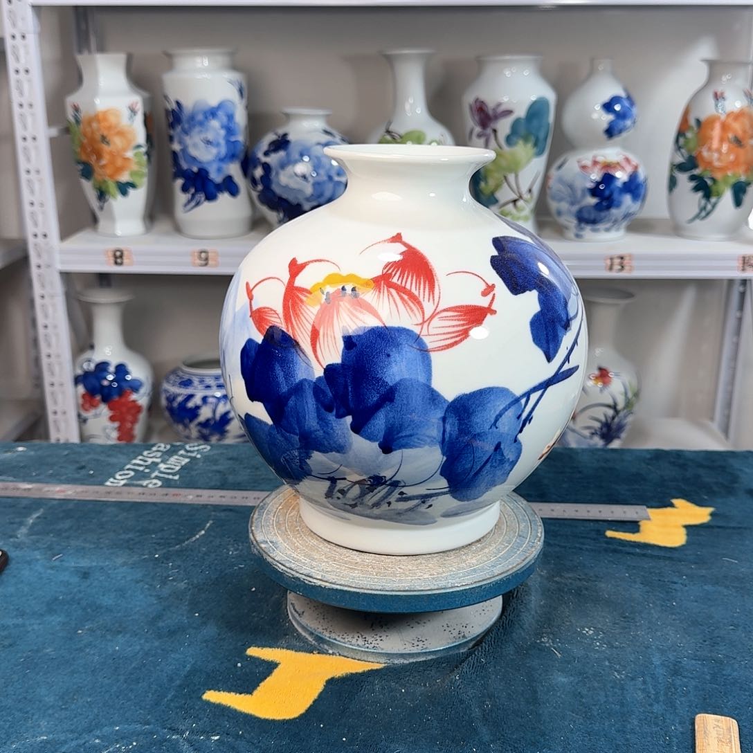 摆件景德镇陶瓷石荷花