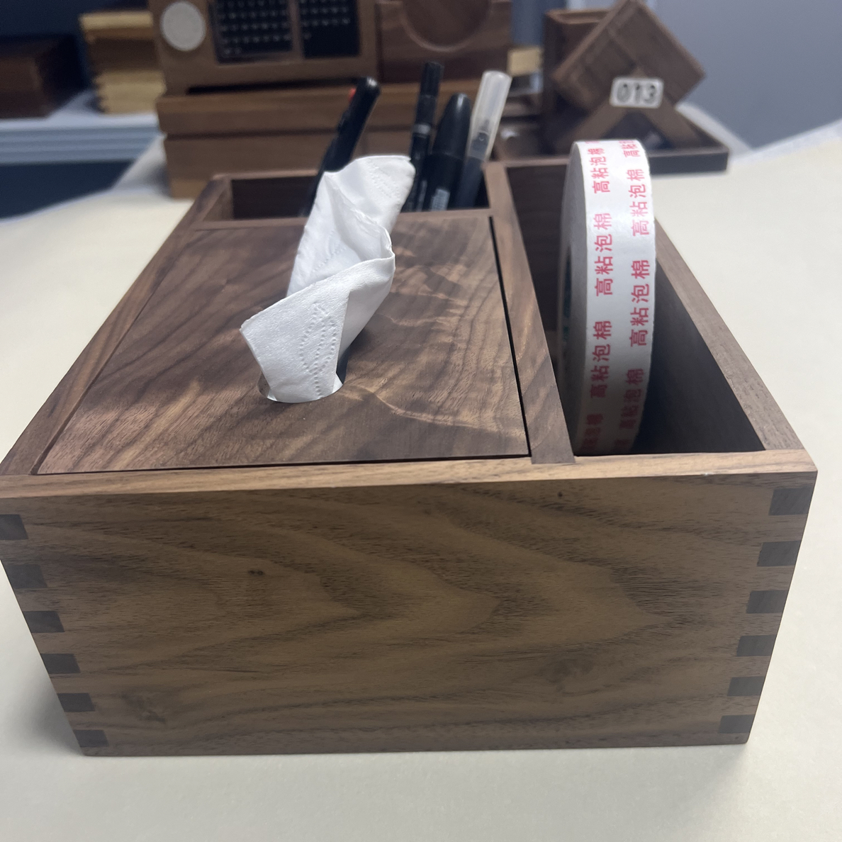 北美黑胡桃木实木抽纸盒多功能收纳盒家用简约风