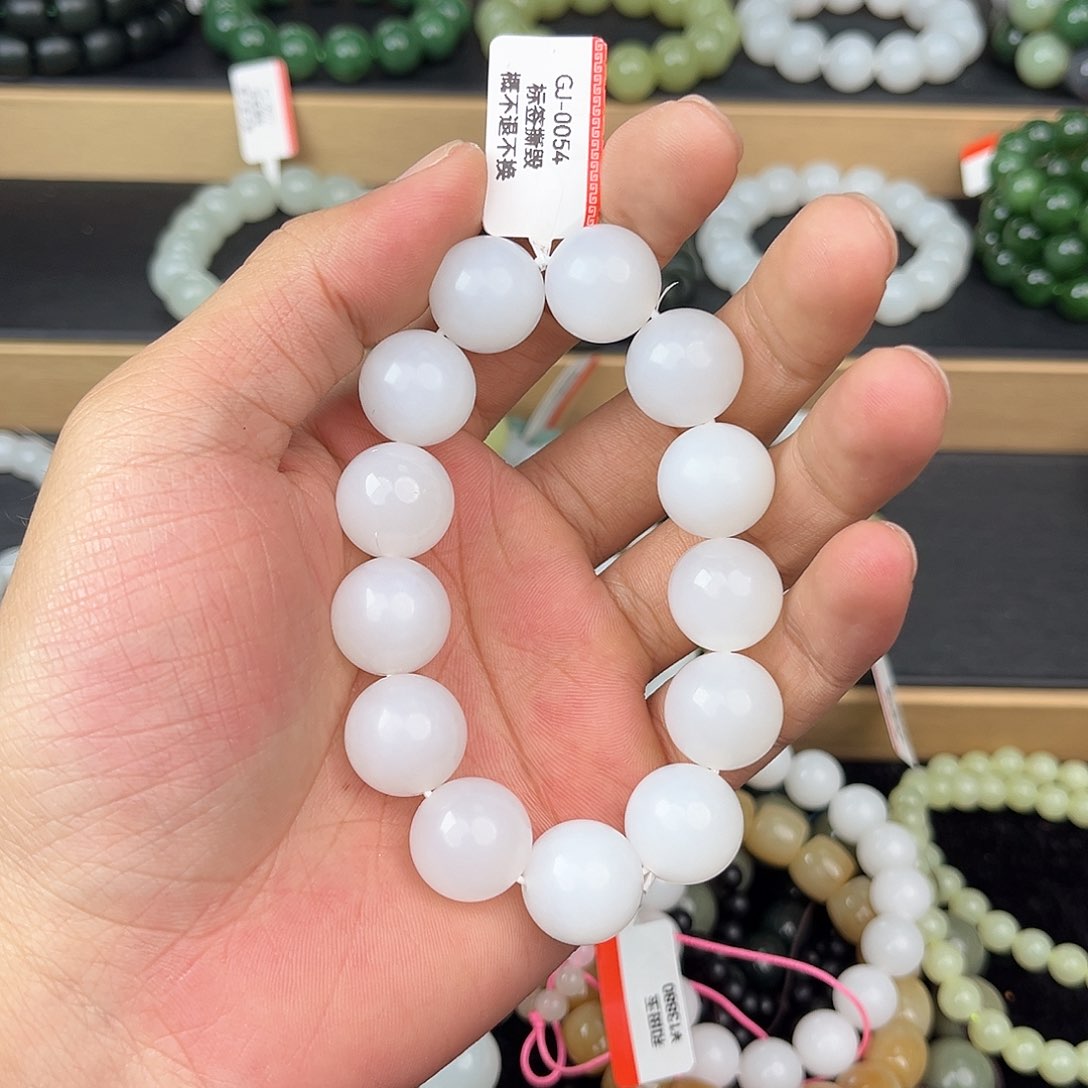 和田玉手串未镶嵌纯天然新疆和田玉05于阗16mm