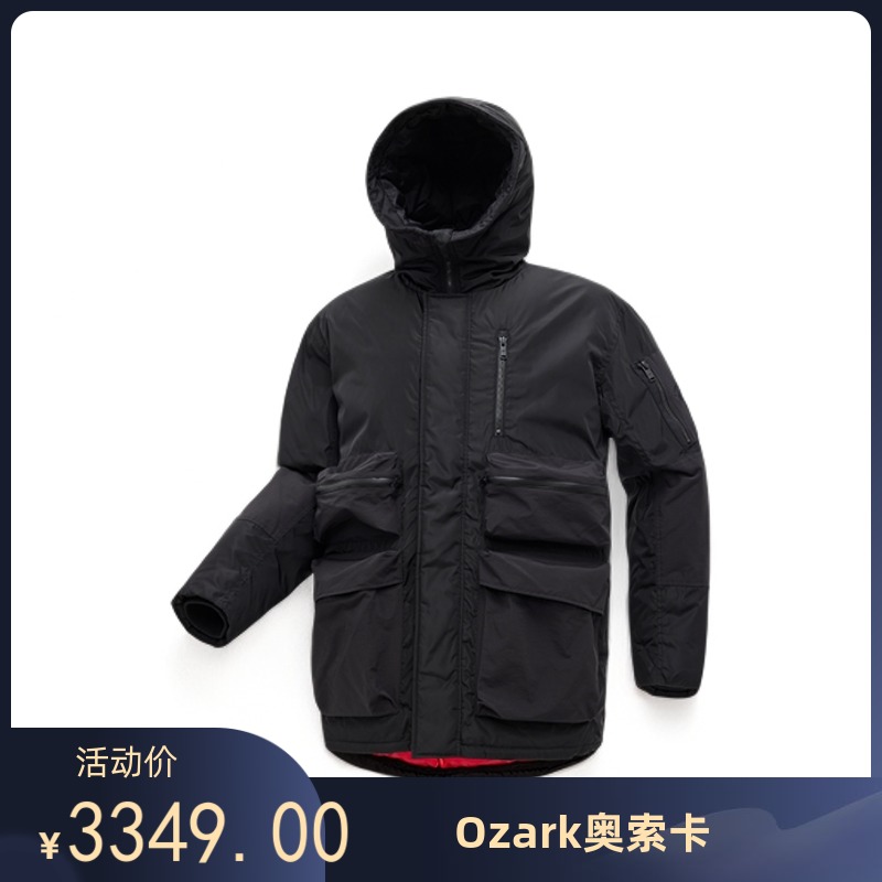 Ozark/奥索卡秋冬滑雪加厚中长款连帽鹅绒羽绒服156614