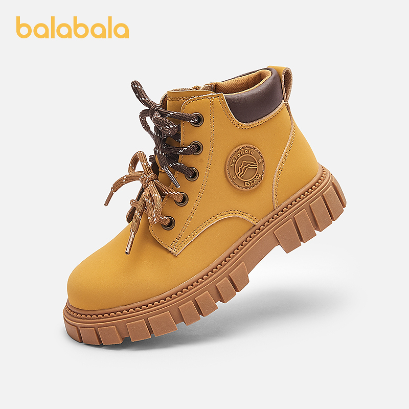 巴拉巴拉童鞋儿童靴子男童女童大黄靴春秋新款马丁靴防滑短靴