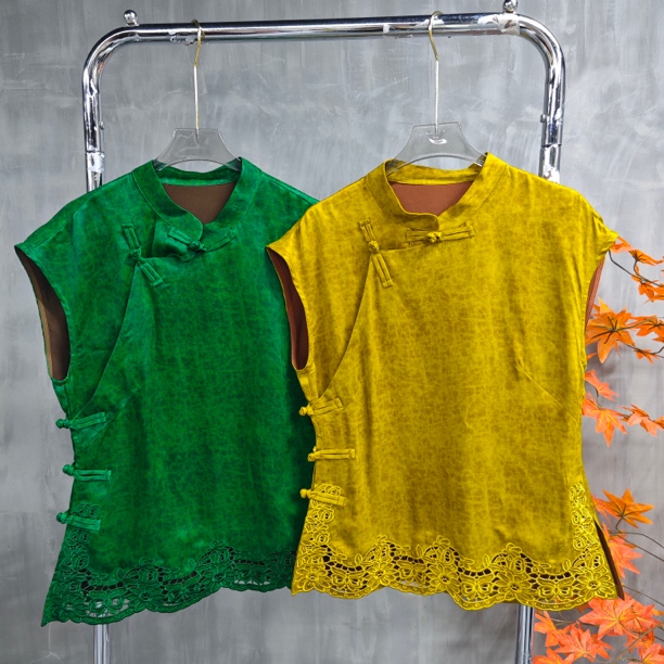 2025夏季新款新中式国风盘扣上衣镂空刺绣款是70823