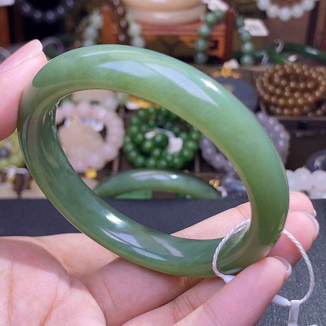 手链未镶嵌和田玉碧玉老矿料猫眼冰底58.5手镯