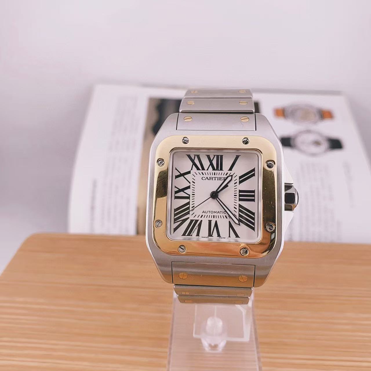99新 Cartier/卡地亚 山度士/38.7mm*47.4mm/男表//机械/精钢