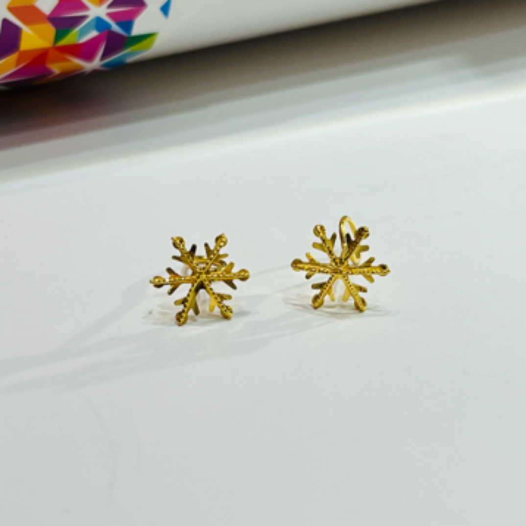 足金999 绕线雪花耳钉 精美耳饰 单只专拍链接（多样性发一只）