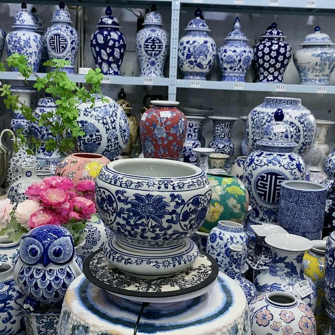 【闪购商品】摆件高脚花盆瓷器摆件…………………………