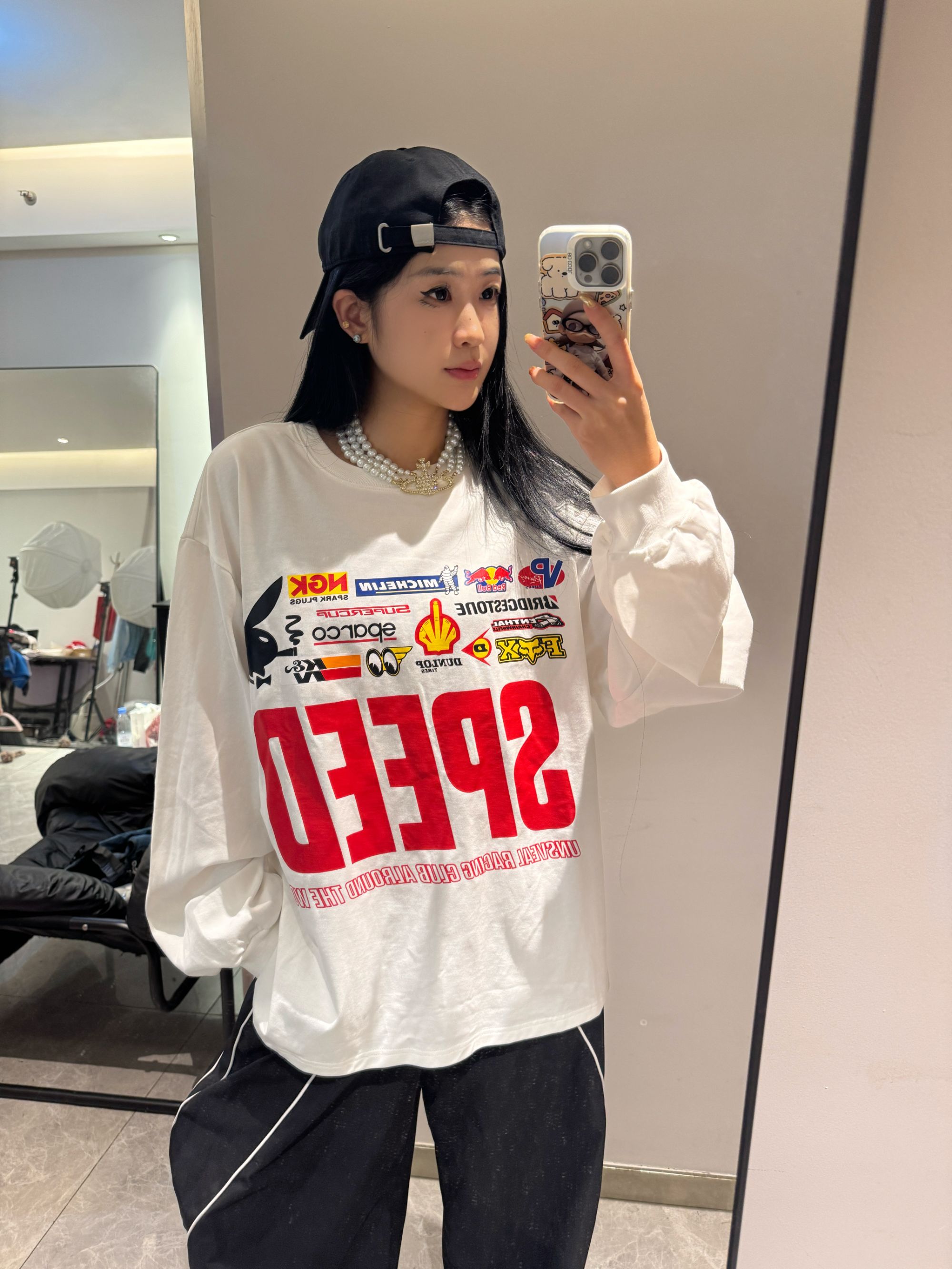 ASK【机车印花兔头】300g重磅印花打底圆领宽松男女同款秋冬