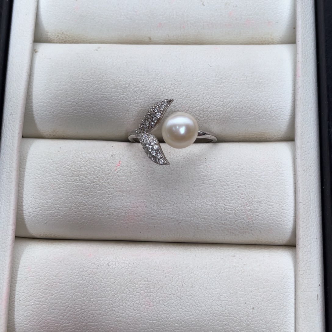 银S925镶嵌戒指海水珍珠