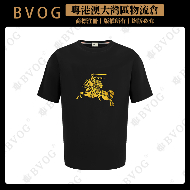 BVOG【高定男装】轻奢时尚刺绣工艺黑白款男士短袖BV583