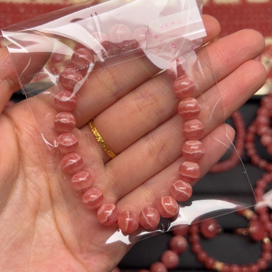 菱锰矿（红纹石）合金手绳单****骗