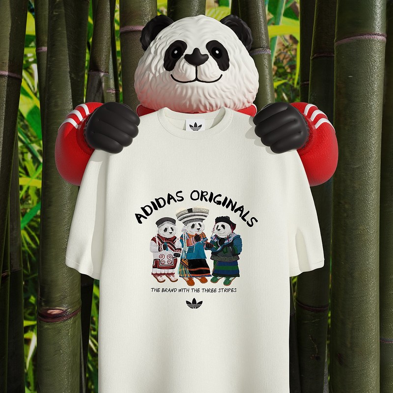 阿迪达斯 （adidas）男女通款纯棉熊猫印花运动短袖T恤IB7061