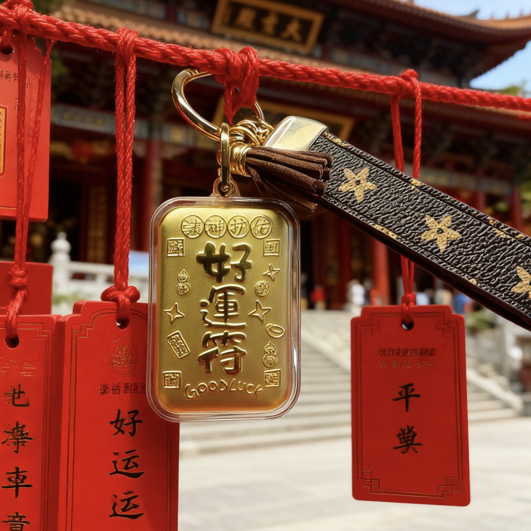 水贝同款皮款五Y+暴富+财库+好运+时来运转钥匙扣文创