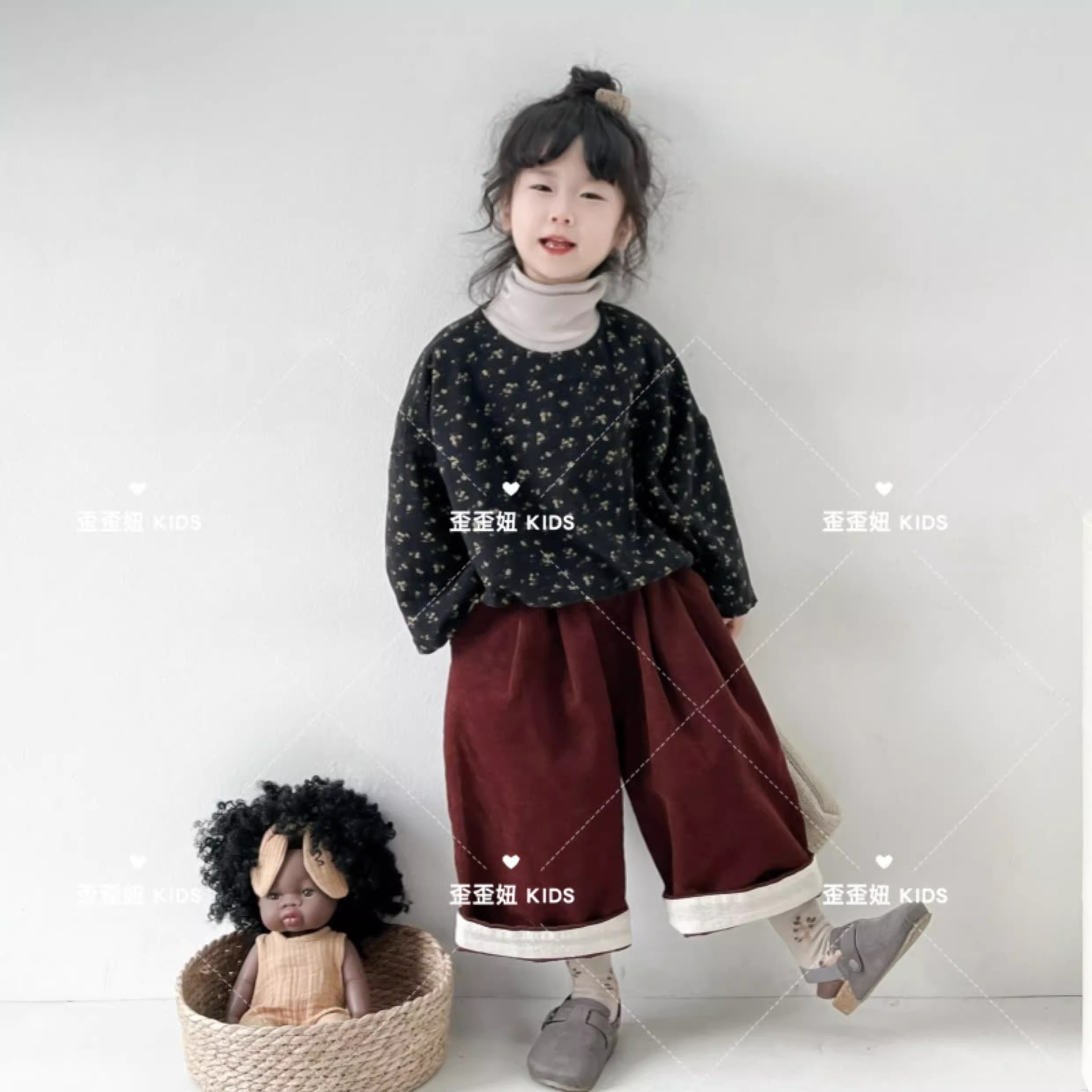 【歪歪妞童装】2472日系女童复古森系碎花女宝宝长袖打底衫娃娃衫T