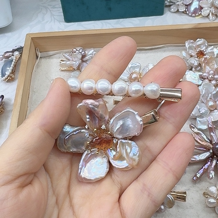 淡水珍珠发饰未镶嵌