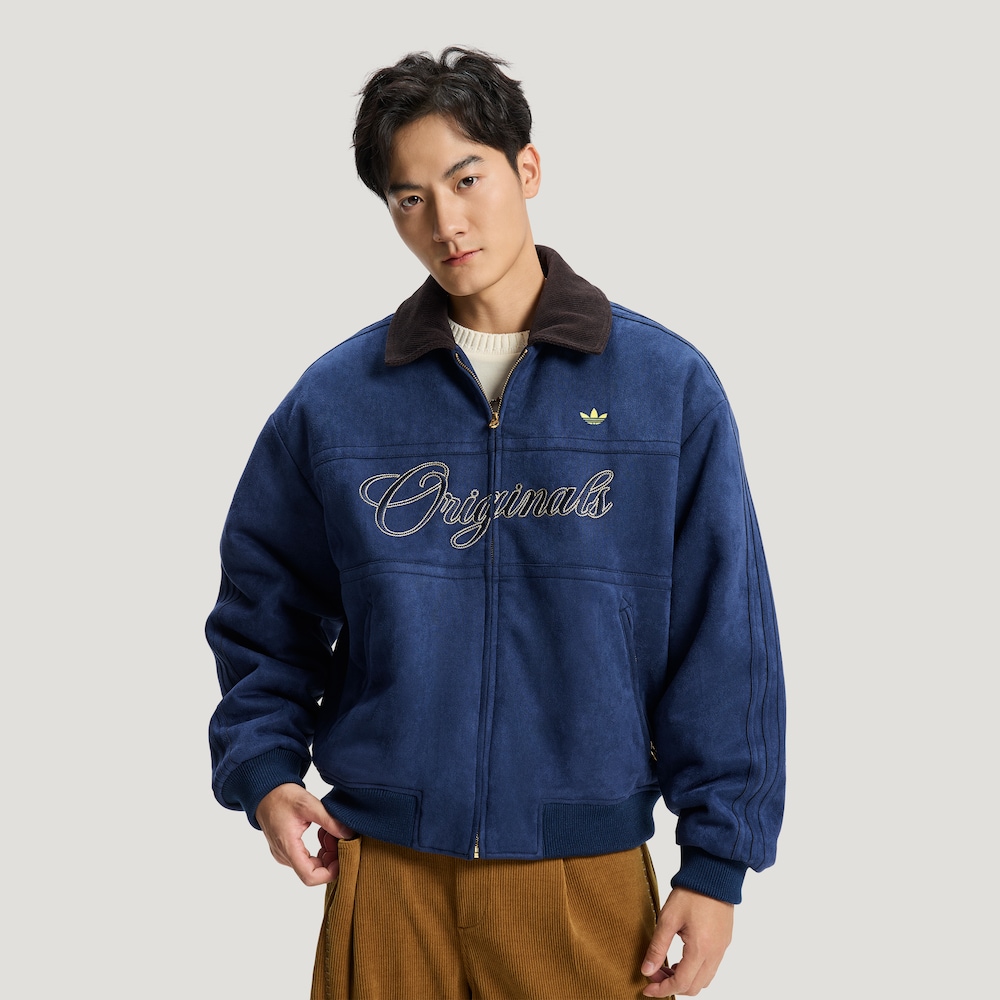 Adidas三叶草CRAFTED JACKET新年款保暖字母印花运动棉服KT0675