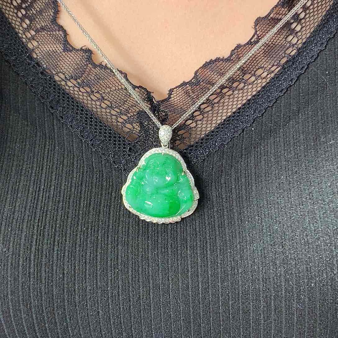 翡翠吊坠(赠链)18K金镶嵌