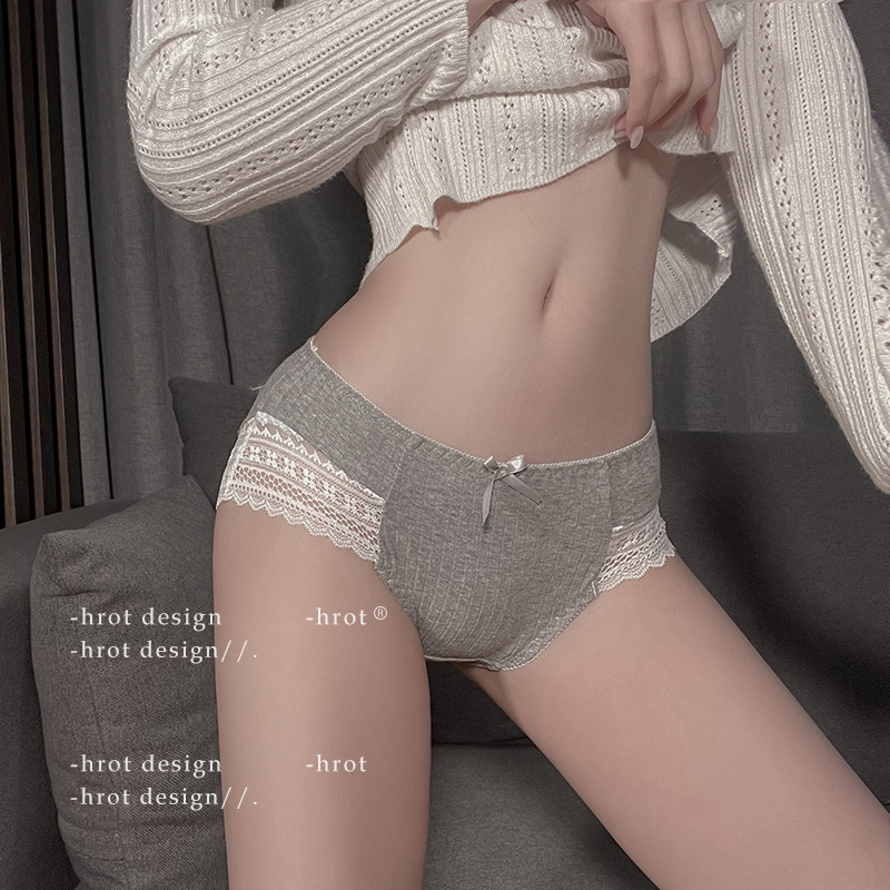 日系清新*蕾丝无痕内裤高颜值女生中腰可爱纯欲性感三角底裤