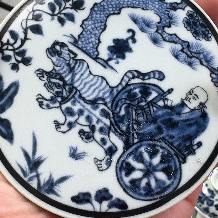 瓷片青花智圣出山盖置景德镇