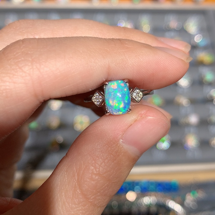 银S925镶嵌欧泊欧泊戒指y