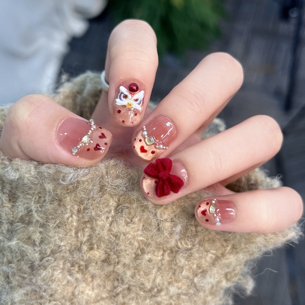 【喜狮连连】 爆闪高级感新年款纯手工穿戴甲甲片贴片