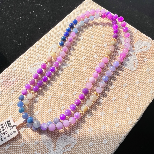【主播推荐】18k金镶嵌糖果渐变舒俱来项链5mm-6mm/S082298