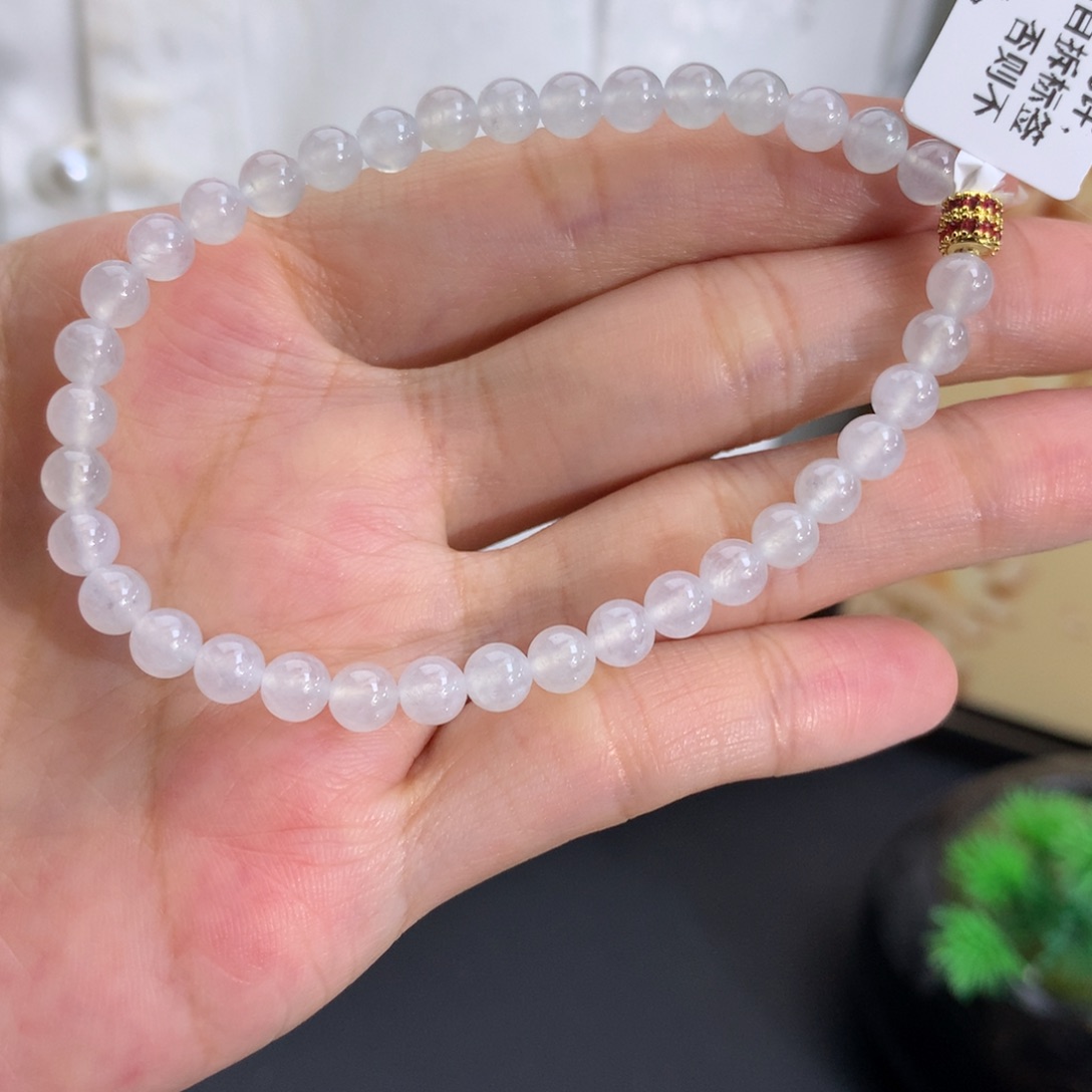 翡翠未镶嵌手串卡5冰胶白冰手串