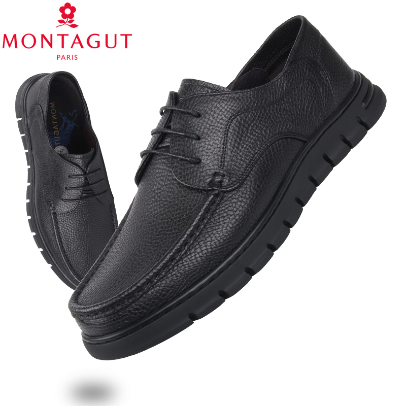 梦特娇男鞋2025春季新款男士商务休闲皮鞋软皮软底透气舒适爸爸鞋