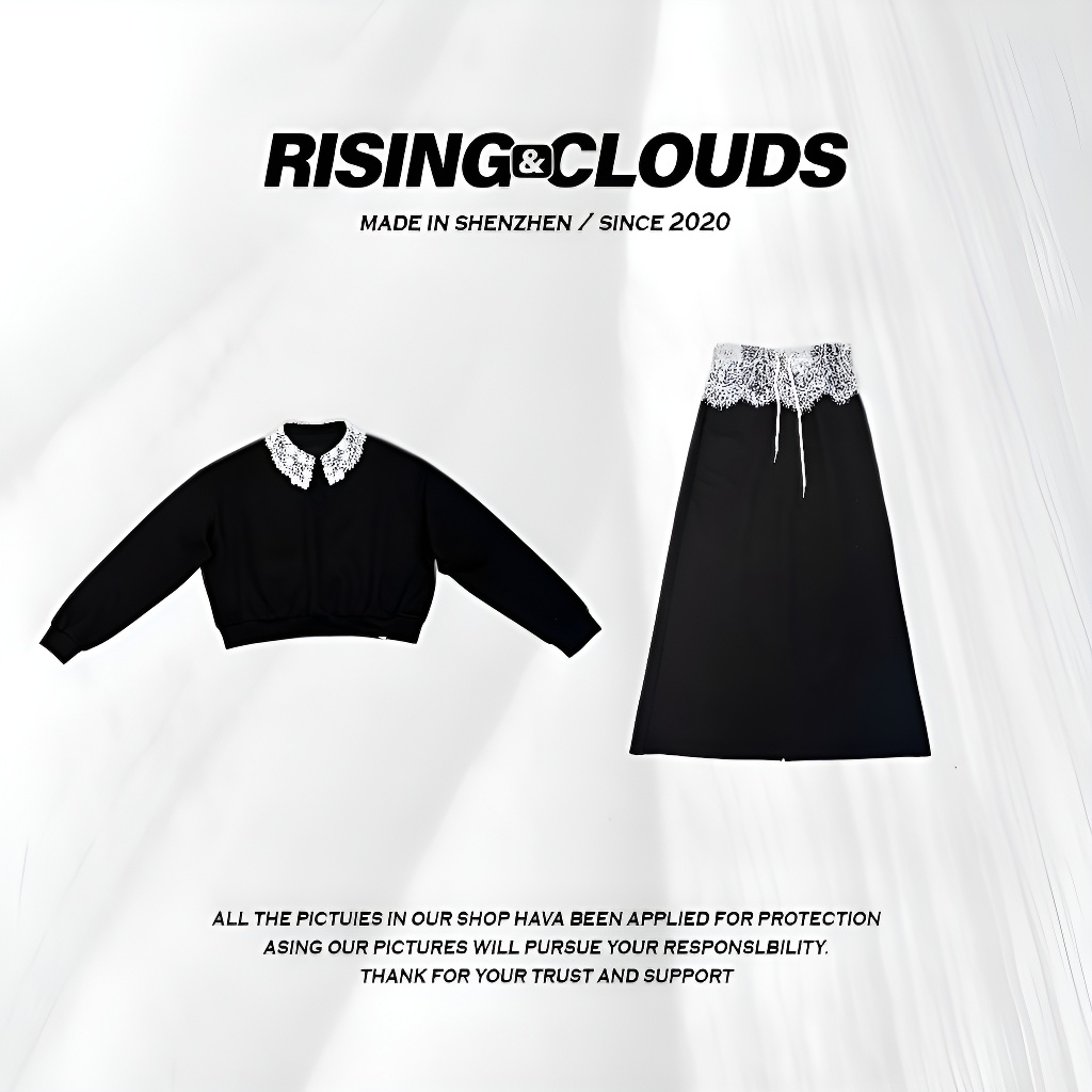 RISING&CLOUDS【莎莎】舒适百搭欧若风蕾丝套装020531