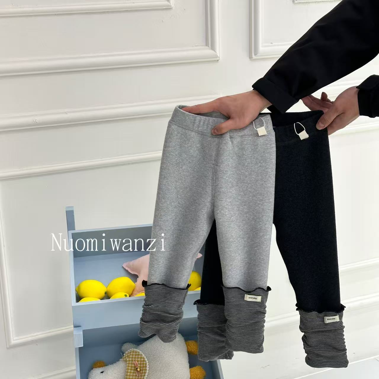 丸子十【现货】儿童韩版百搭加绒拼接KT猫打底裤（冬款）WZJ-54124