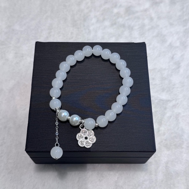 非金属玻璃手链 花朵流苏女日韩串珠白月光女招桃花百搭时尚气质