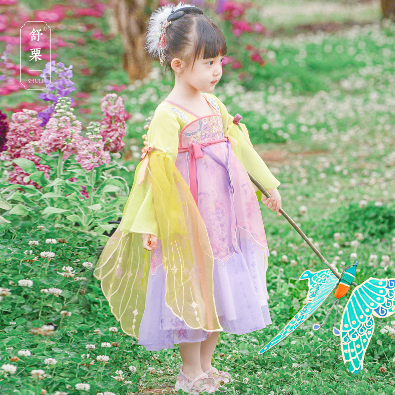 【紫嫣】花仙子2025新款春秋女童汉服古装超仙中式女宝宝公主裙舒栗